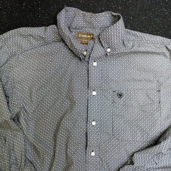 ARIAT XL Button Down Long Sleeve Shirt Men's Geometric Pattern - Picture 1 of 7